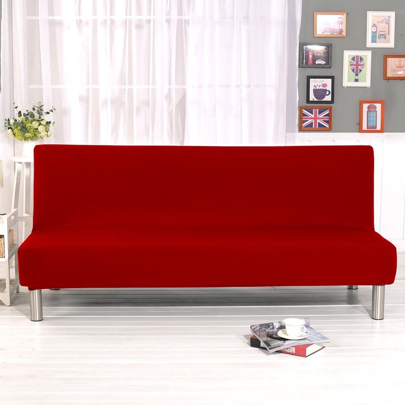 Cornasee Stretch Futon Cover Slipcovers Full Size,Fully Folding Armless Sofa Bed & Couch Protector,Machine Washable (Red) - Image 2